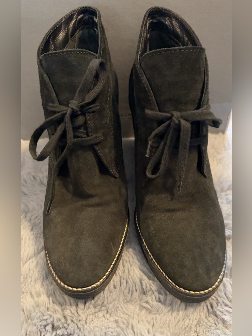 Aquatalia Black Suede Lace-Up Ankle Boots